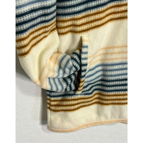 O'Neill Striped Fleece Pullover Hoodie 1/4 Zip Pockets Cozy Casual - Picture 4 of 9